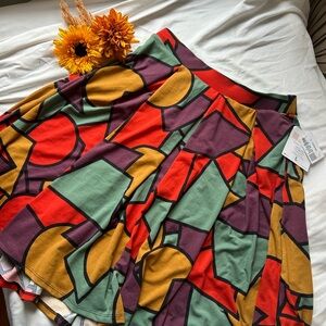 LuLaRoe Multicolor Geometric Skater Skirt